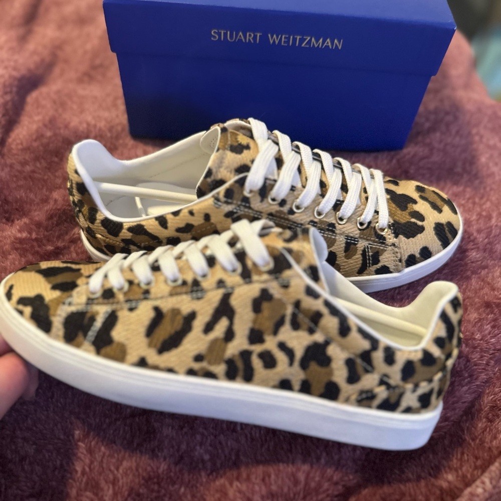 Stuart Weitzman like new, worn once!  Livvy Sneakers in Leopard Print!  So cute!
